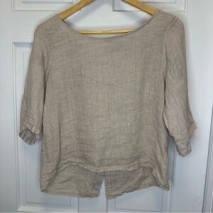 Elegant Beige Linen‎ Blouse